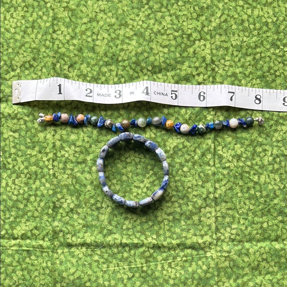 Blue Semi-precious Lapis‎ Beaded Bracelet Set